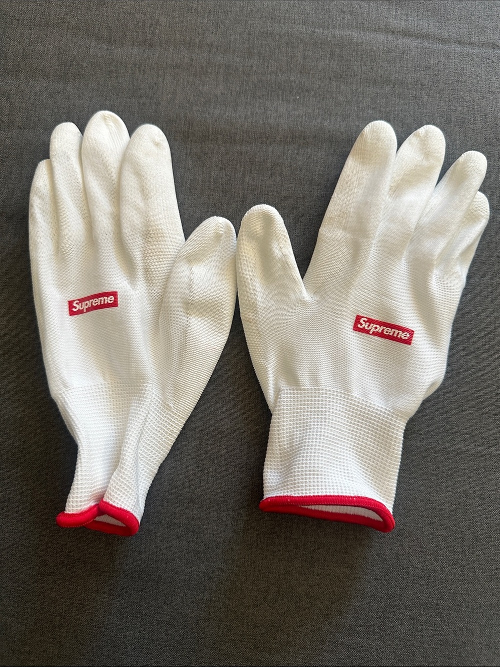 Supreme White Gloves with Red Accents